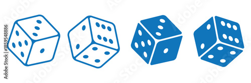 Pair of dice to gamble or gambling in craps line art vector icon for casino apps and websites