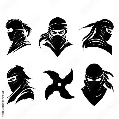 ninja head icon illustration