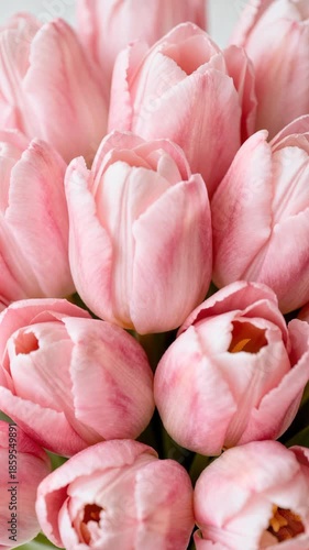 Wallpaper Mural timelapse,Growing Blossom, close-up of soft pink tulip bouquet, with pastel colors and delicate petals, evoking tranquility and elegance, floral design, springtime festivity, serenity, beauty, romance Torontodigital.ca