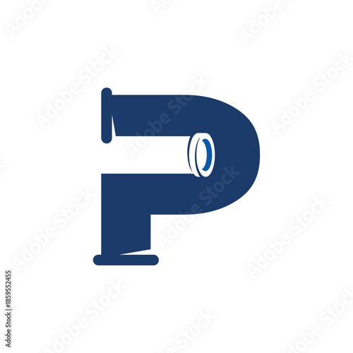 Water pipe letter p logo