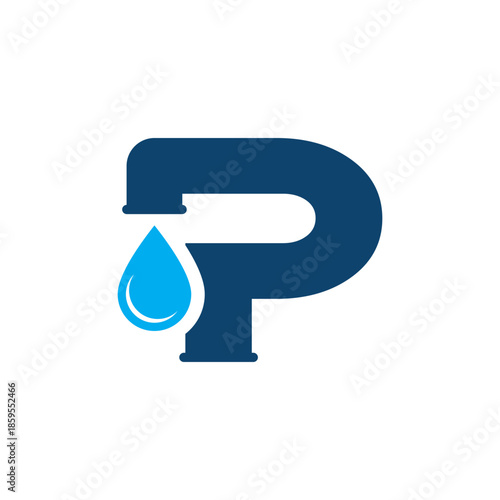 Water pipe letter p logo