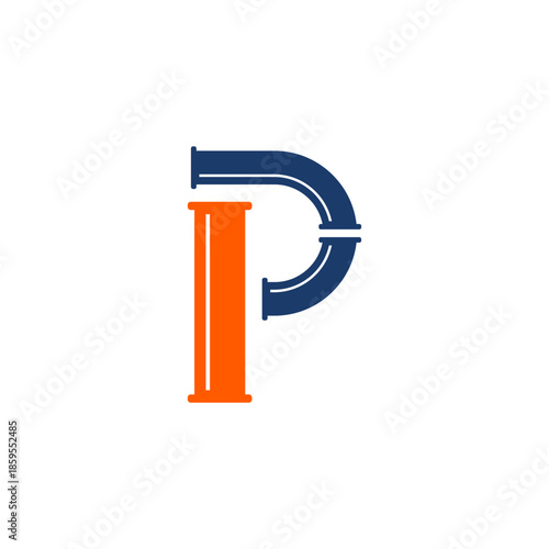 Water pipe letter p logo