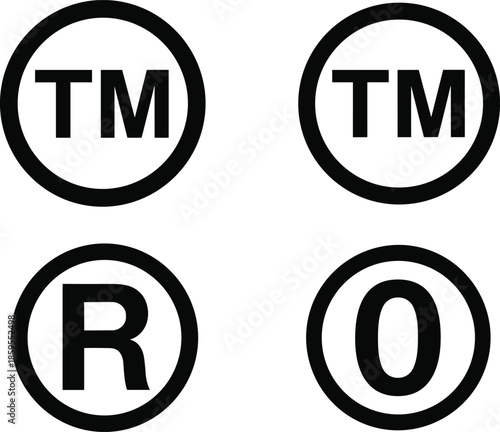 Trademark and Registered Symbols Collection on White Background illustration vector