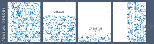 Set of vector cover notebook design. Abstract rainbow minimal triangles halftone template design for notebook paper, copybook brochures, book, magazine. Planner and diary cover for print.