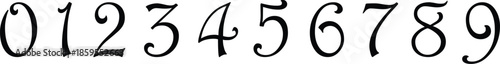 Black digit numbers art template design. 0 1 2 3 4 5 6 7 8 9. Vector Design
