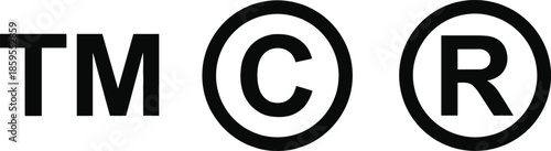 Trademark Copyright and Registered Trademark Symbols on White Background Keywords: TM symbol, C symbol, R symbol, trademark