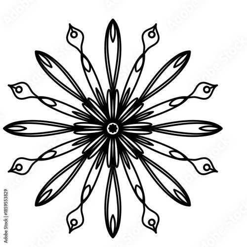 Decoration mandala beautiful line art doodle that can be used for sticker, book, scrapbook, icon, decorative, etc. with aesthetic black colorful color