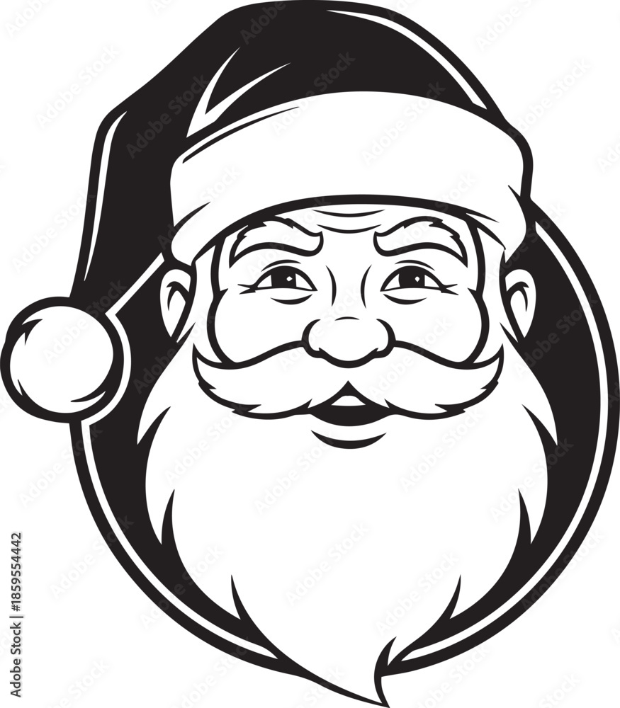 Obraz premium Santa Claus Merry Christmas Silhouette with Winking Face and Beard