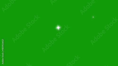Twinkling stars animation, white cartoon blinking stars, flat vector doodle sparkle, fairy sparkle burst, glowing light trails, magic shimmer line on green screen background. 4k background