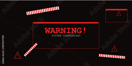 Digital Warning System Compromised Screen Binary Code Hacking Background