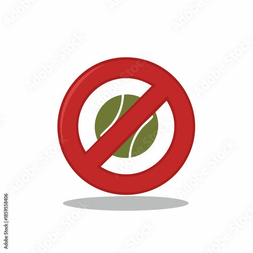 No tennis ball allowed sign icon red circle with tennis balls graphic not permitted