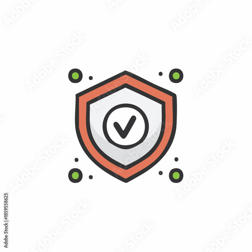 Security Shield Icon with Check Mark for Protection Safety Trust Confirmation and Approval