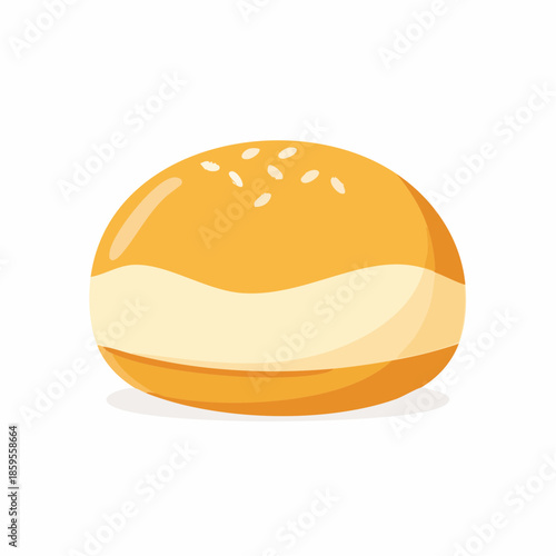 Sweet Burger Bun with Sesame Seeds Freshly Baked Golden Pastry Isolated Tasty Treat