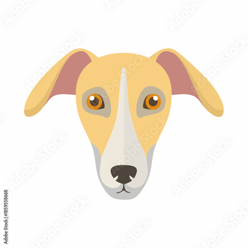 Simple Graphic of Whippet Dog's Face with Tan Fur and Big Eyes on White Background