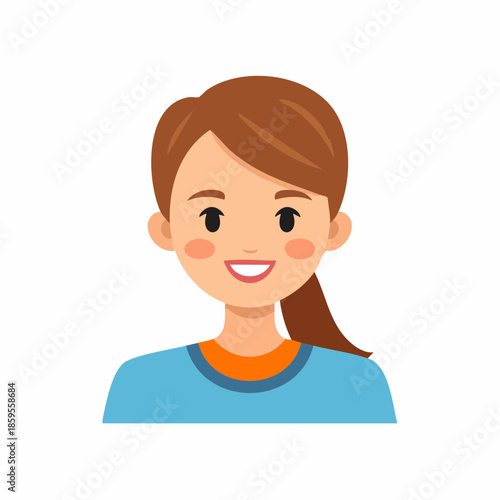 Smiling woman portrait happy girl illustration cheerful person graphic avatar youthful female cheerful expression positive