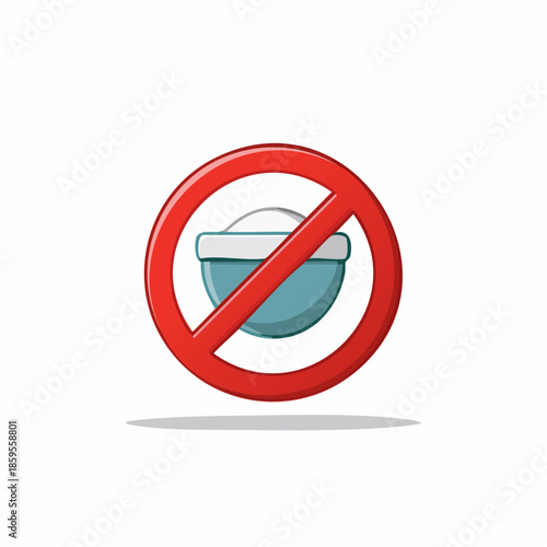 No Sugar Allowed Sign Icon. Round Red Symbol Prohibiting Sugary Foods and Drinks for Health. Diet and Nutrition Concepts