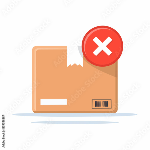 Rejected Delivery Box Red X Error Parcel Not Accepted Shipping Issue