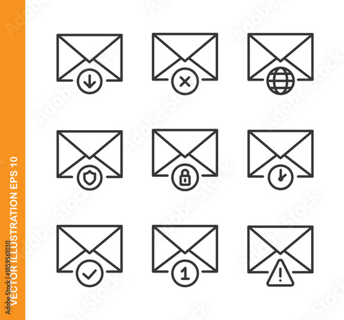 E-mail line icons- Mini collection and editable stroke series icon