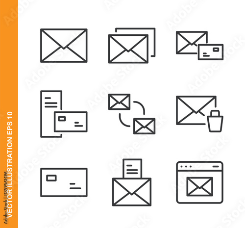 E-mail line icons- Mini collection and editable stroke series icon