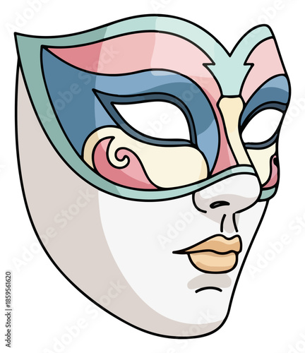 Colorful Masquerade Mask Portrait Emphasizing Mystery and Style.