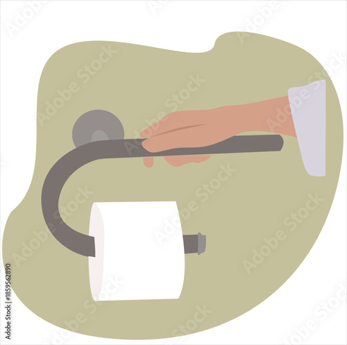 hand holding toilet paper handle
