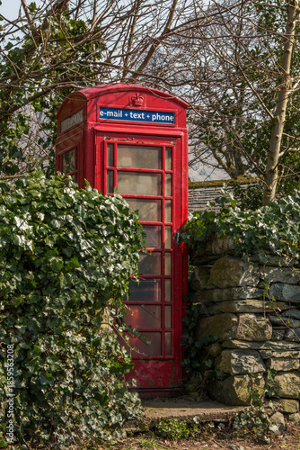 Red telephone box in the Lake District.