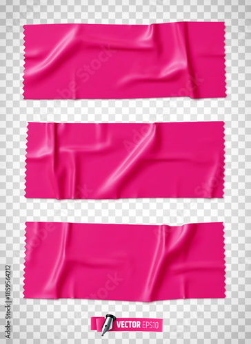 Vector realistic illustration of pink adhesive tape on a transparent background.