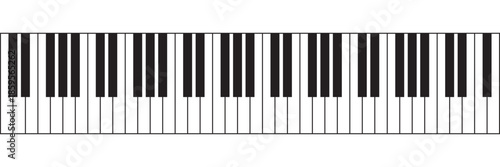 Grand piano keyboard layout with 88 keys, full 7 octaves musical instrument vector.