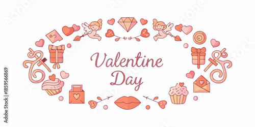 A charming valentine s day wreath with hearts cupids and sweet treats