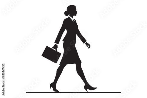 Female Walking Silhouette Carrying Handbag