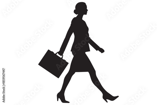 Female Walking Silhouette Carrying Handbag
