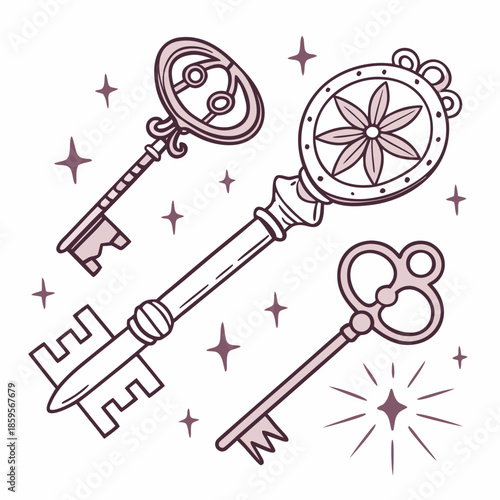 Enchanted Magic Items Vector Illustration Set