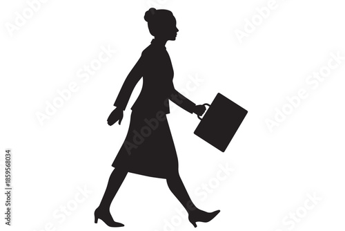 Female Walking Silhouette Carrying Handbag