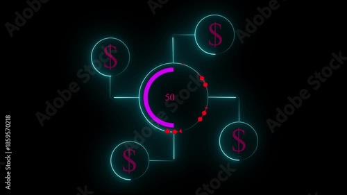 Business banking and money saving technology icon isolated on dark background