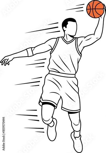 Dynamic Basketball Player Silhouette in Mid Air Slam Dunking Capturing the Excitement of the Game