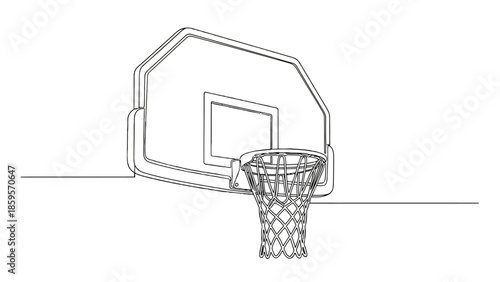 Line Art Basketball Hoop and Backboard Sports Equipment Illustration Outdoor Game Accessory