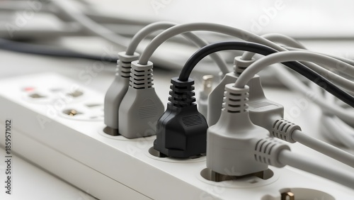 Power strip with multiple plugged-in devices