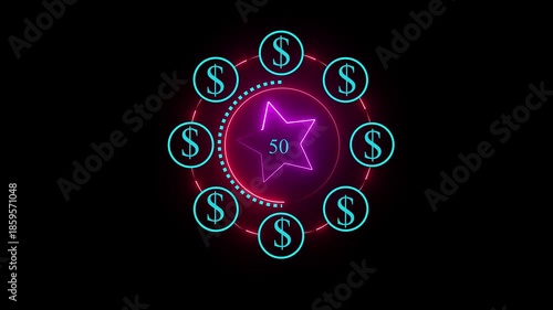 Animated time and dollar symbol representing hourly rate and banking