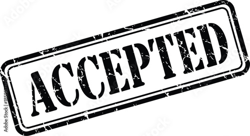 Black accepted stamp with distressed texture and border isolated design on transparent background