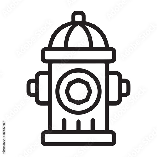 Simple line art illustration of a classic red fire hydrant design