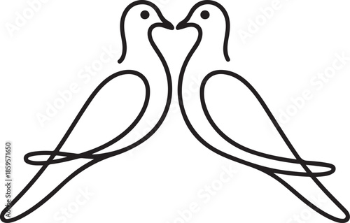 Love Birds Line Art Minimal Romantic Couple Design