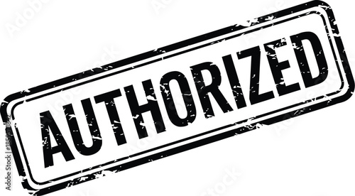Black stamp with the word authorized inside a rectangular frame on transparent background