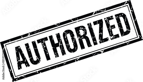 Black stamp with the word authorized grunge texture isolated design on transparent background