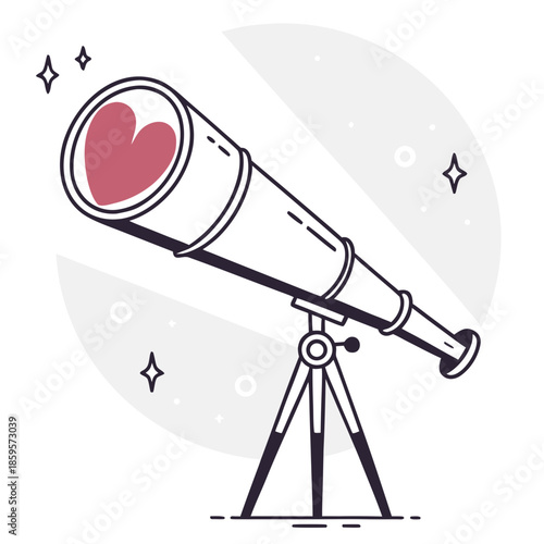Love Telescope Heart Lens Future Vision Icon