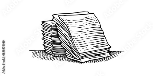 A simple black and white sketch of a crumpled piece of paper