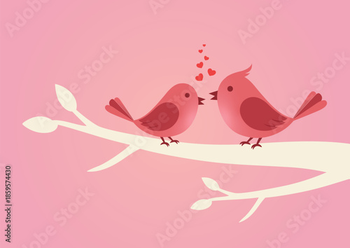 Two lovebirds sharing a kiss