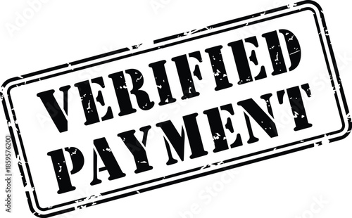 Grunge style verified payment stamp graphic element isolated on transparent background