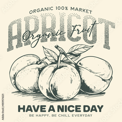 Fruit vintage t-shirt design. Summer food poster design. Peaches farm artwork. Fresh peace fruit print. Organic food artwork for for t-shirt. Best fruit stall in California. Fruit club print design.