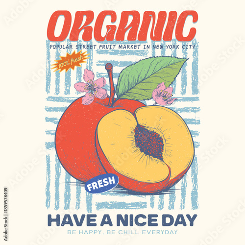 No.1 Peaches vector, peach vector art with typography, retro vintage fruit illustration for tee, graphic print, peach fruits t Shirt designs, girls graphic, women's food fashion