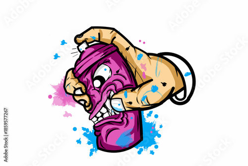 picture or illustration of a character with a colored paint can painting